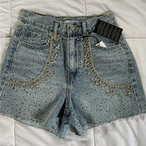 Bling Denim Embellished Women's Shorts